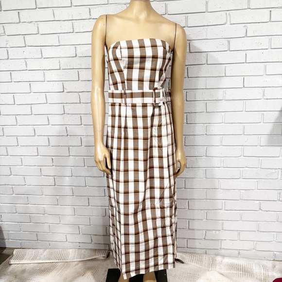 Anthropologie Maeve Women’s Belted Square-Neck Plaid Dress - Picture 2 of 11